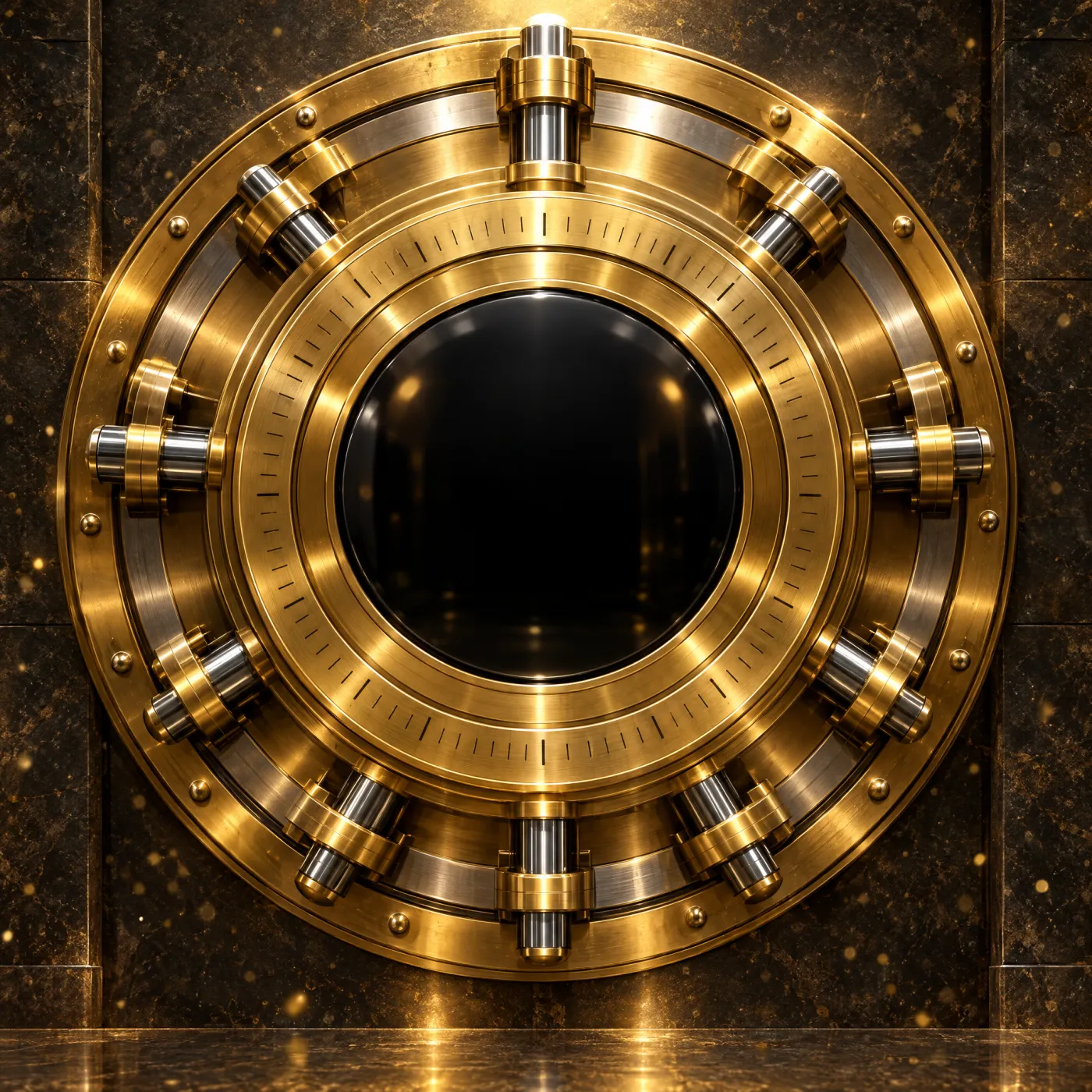 A round golden vault door